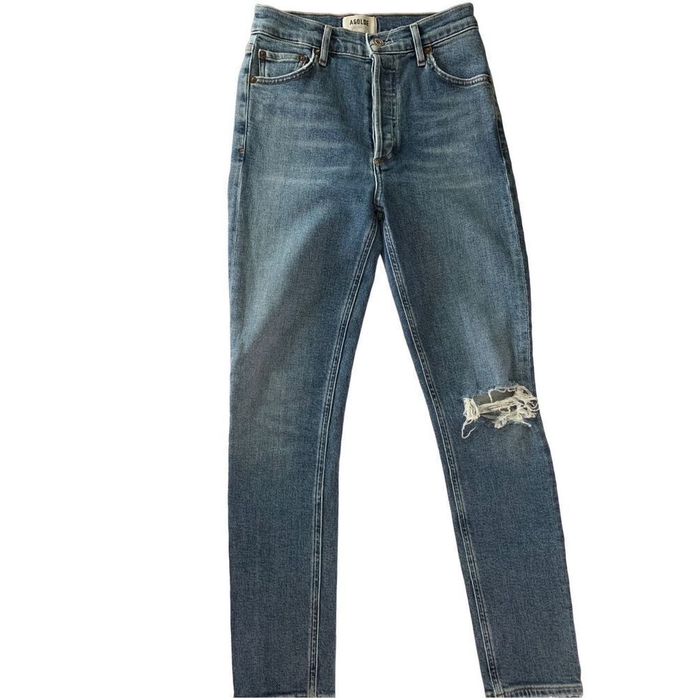 AGOLDE Nico High Rise Skinny Jeans Womens Size 23 Blue Ripped Denim Stretch